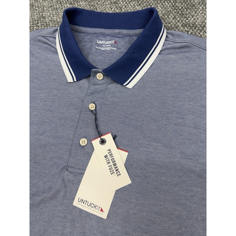 UNTUCKit Day Performance Polo Shirt Men's XXL (2XL) Blue Lightweight - New
